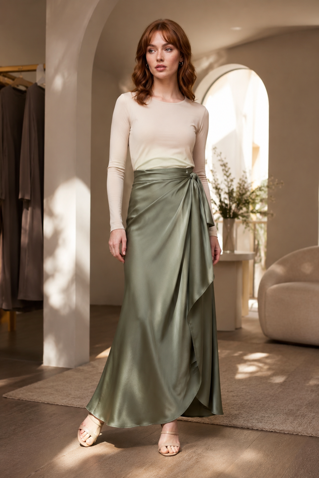 Sage 24 wrap skirt product hero