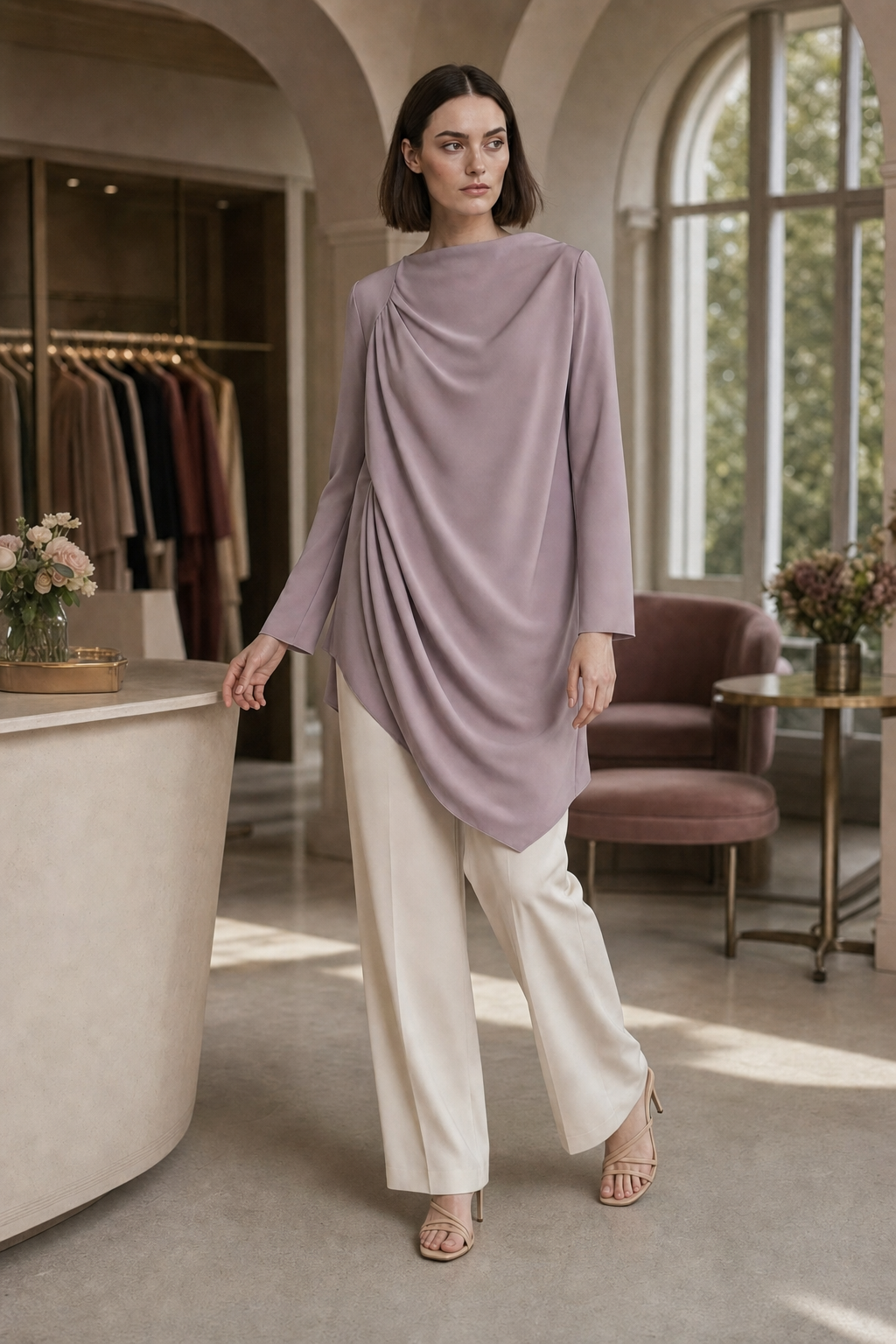 Pearl 28 drape tunic alternate angle
