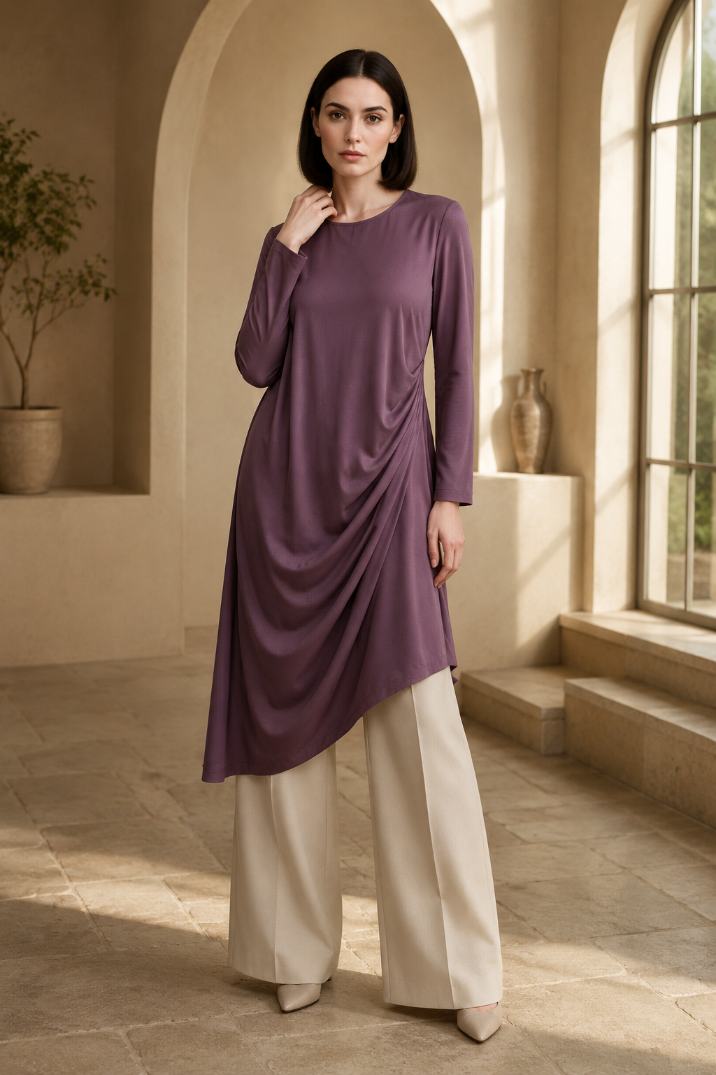 Mira 43 drape tunic product hero